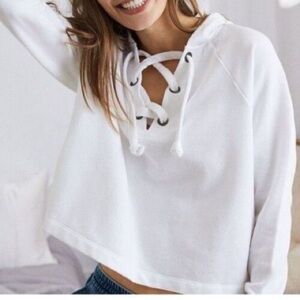 Aerie Lace-Up Cropped Hoodie
